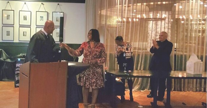 Cook County Circuit Court Judge Kimberly D. Lewis is sworn in as president of the Illinois Judicial Council last week.
